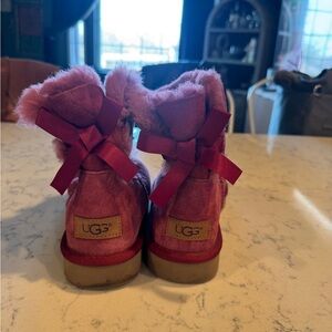 UGG Rose Pink Bow Back Mini Boots